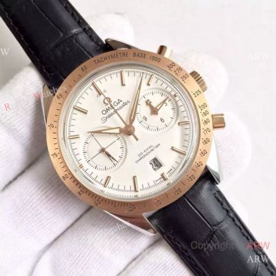 OMF Omega Speedmaster 57' Gold Case Leather Strap Watch Super Clone